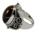 Belle anneau de tigre Gemstone &amp; 925 Sterling Silver Antique Designer Bezel Set Anneau